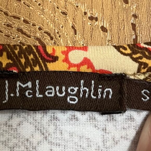 J. McLaughlin Women’s Multi Catalina Cloth Medallion Print 3/4 Sleeve Top Sz-S - Picture 3 of 5